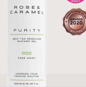 Rose & Caramel Self Tan Removing Shower Gel - White